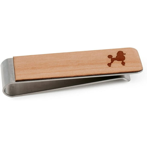 Wooden Accessories Company Wooden Tie Clips with Laser Engraved Flower Design Cherry Wood Tie Bar Engraved in The USA 